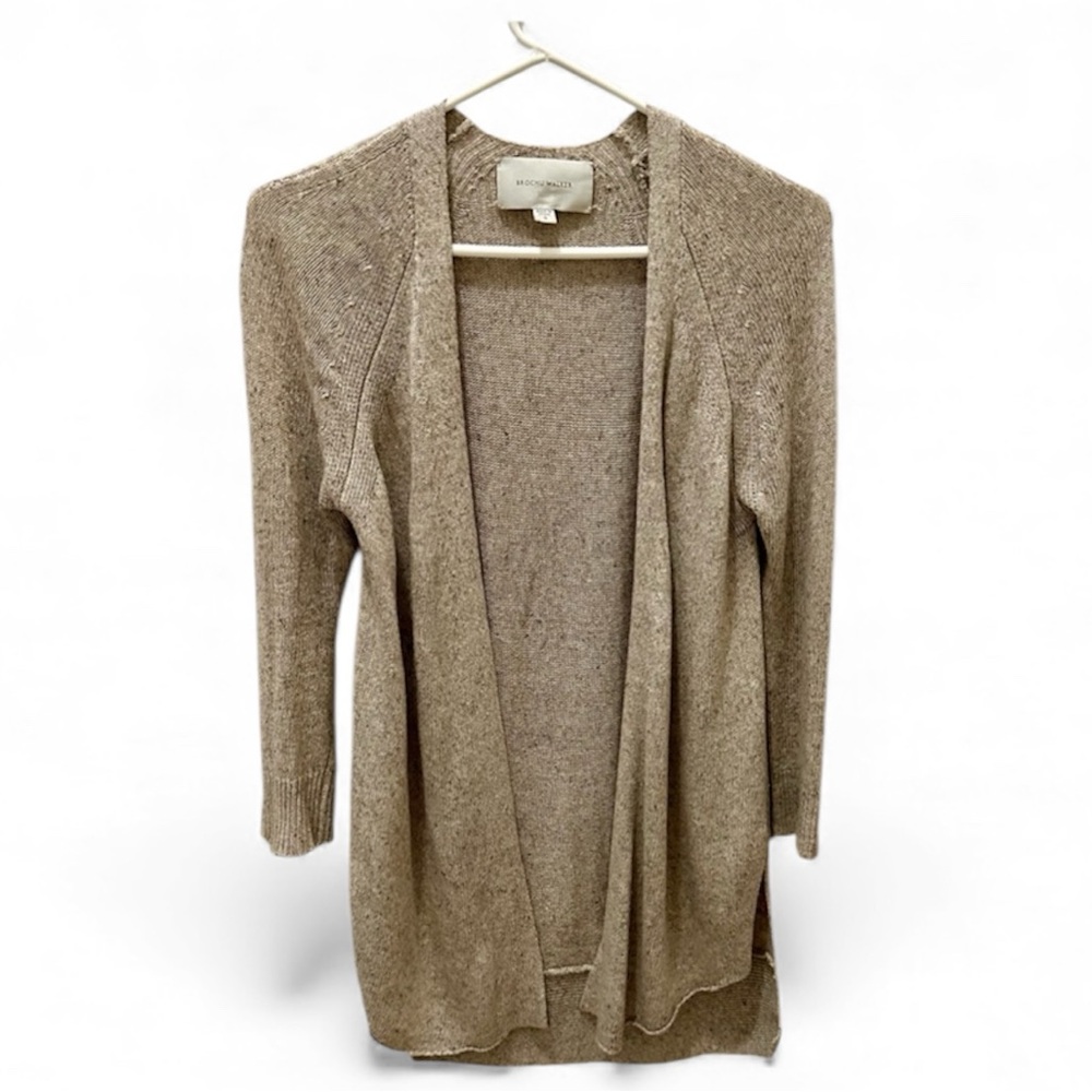 Brochu Walker Linen Blend Open
Cardigan Sweater Size S Tan Oatmeal